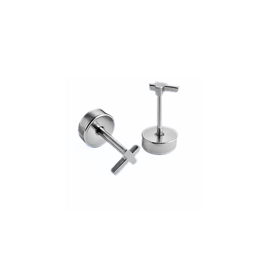 Tiny cross studs - Silver