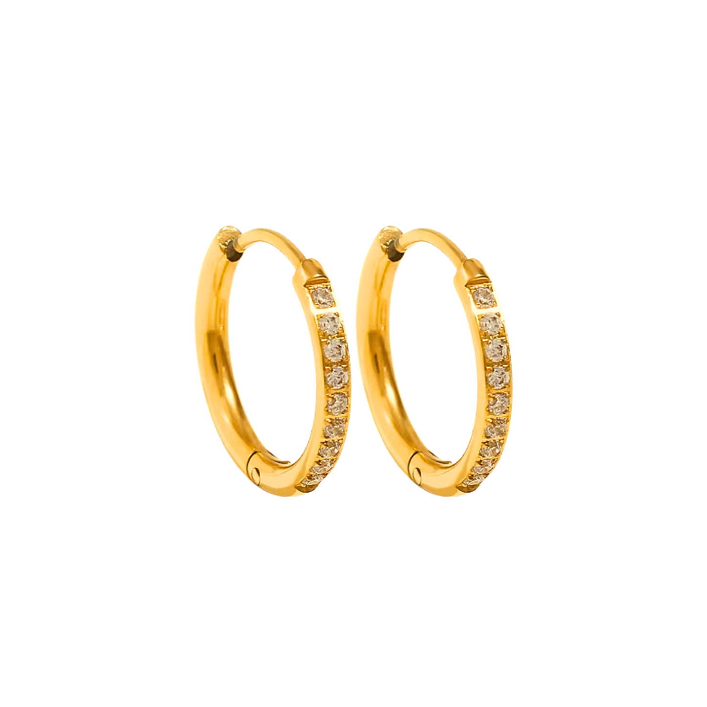 12mm Slim diamond style hoops - Gold