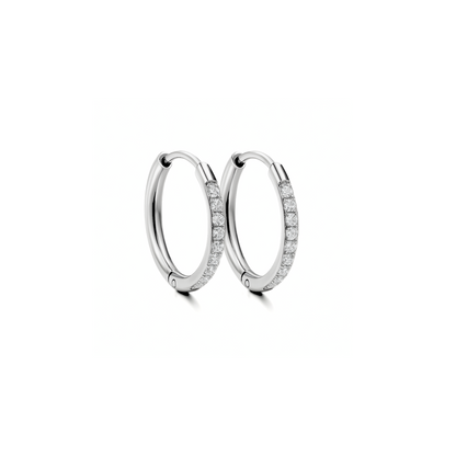 12mm slim diamond style hoops - Silver