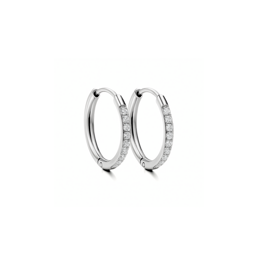 12mm slim diamond style hoops - Silver
