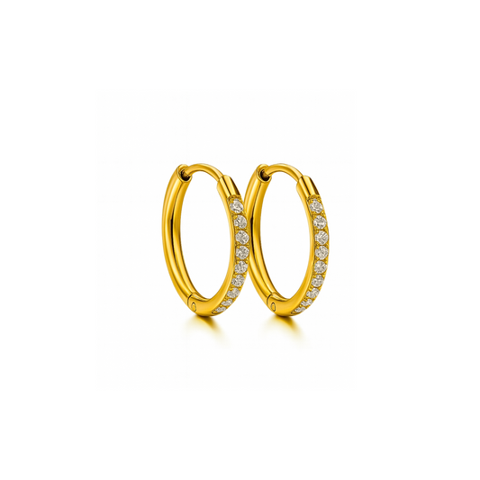 12mm Slim diamond style hoops - Gold