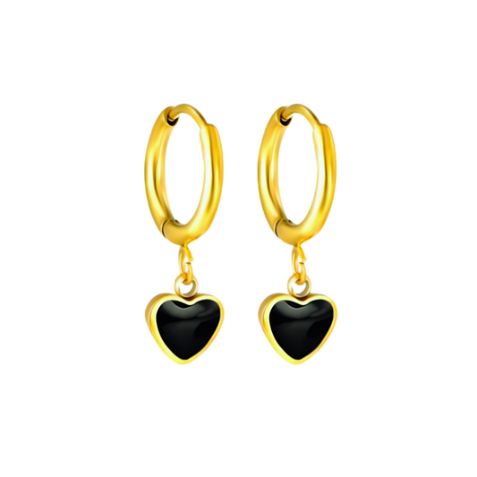 Black heart framed hoops - Gold