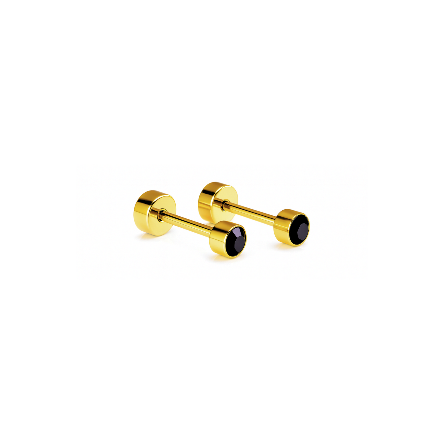 3mm Black framed diamond studs - Gold