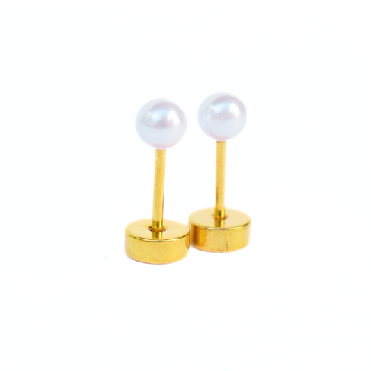 4mm Baby pearl studs - Gold