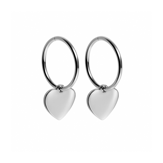Tiffany heart charm hoops - Silver *NEW hoops