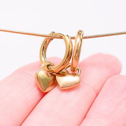 Chunky heart hoops - Gold