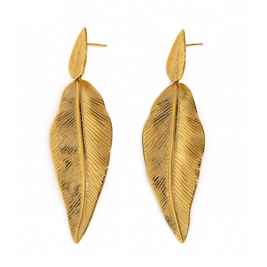 Dangled leaf studs - Gold