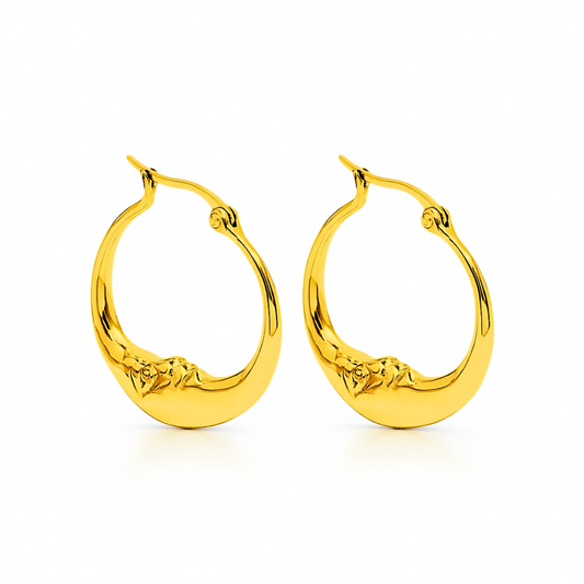 Moon face hoops - Gold