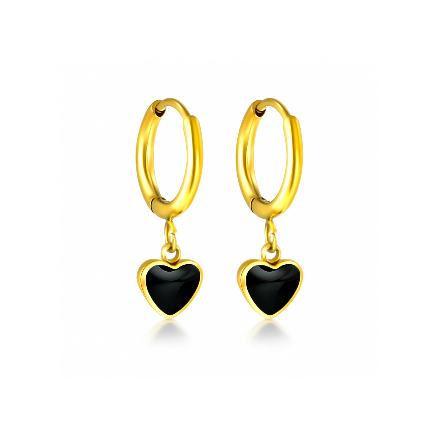Black heart framed hoops - Gold