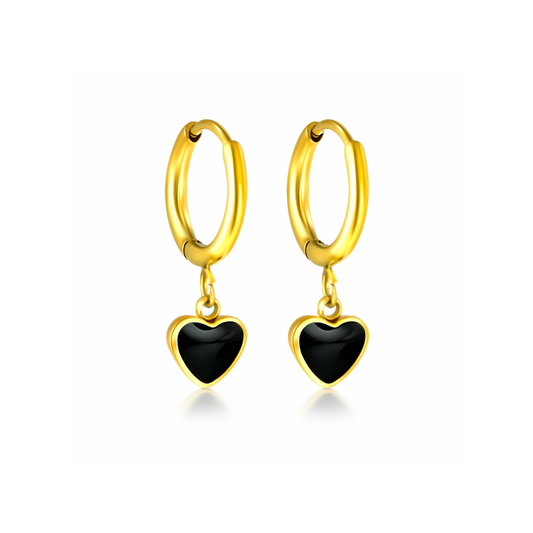 Black heart framed hoops - Gold