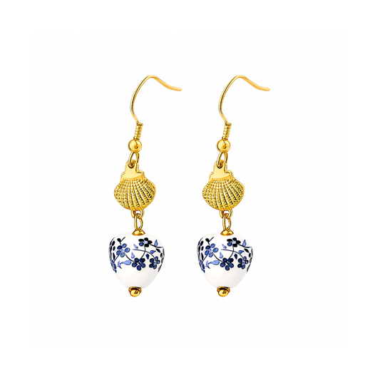 Dangled shell studs - Gold