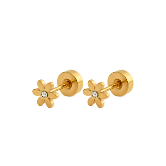 Diamond style daisy studs - Gold