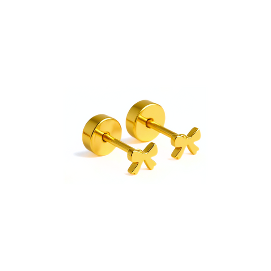 Tiny bow studs - Gold