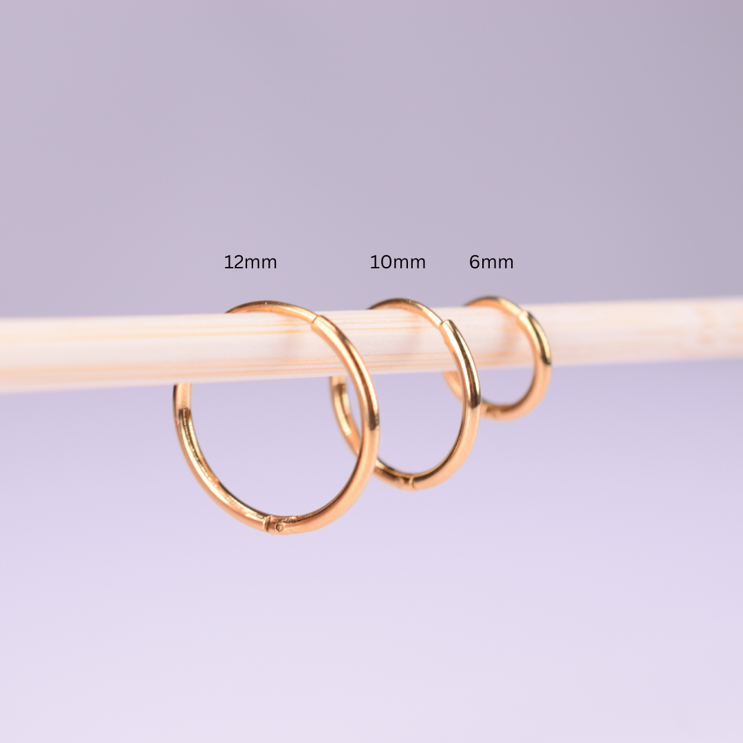 6mm thin hinged hoops - Gold