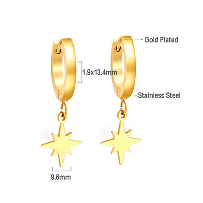 Hanging star hoops - Gold - TheEarringCollective