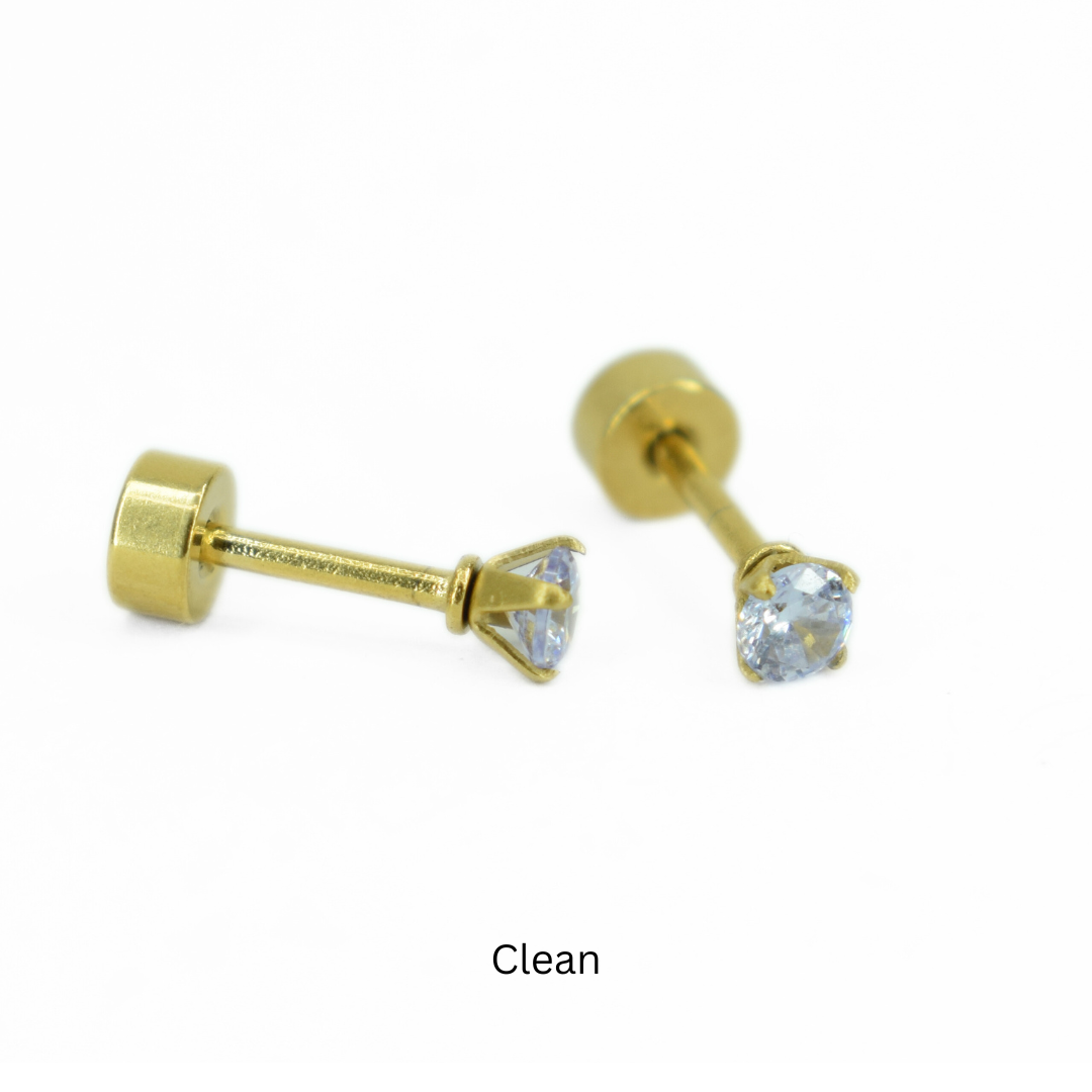 3mm Multi Colour diamond studs - Gold - TheEarringCollective