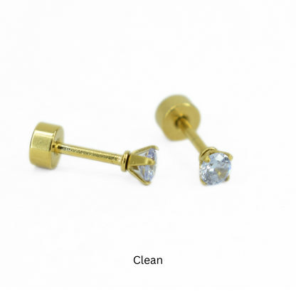 3mm Multi Colour diamond studs - Gold - TheEarringCollective