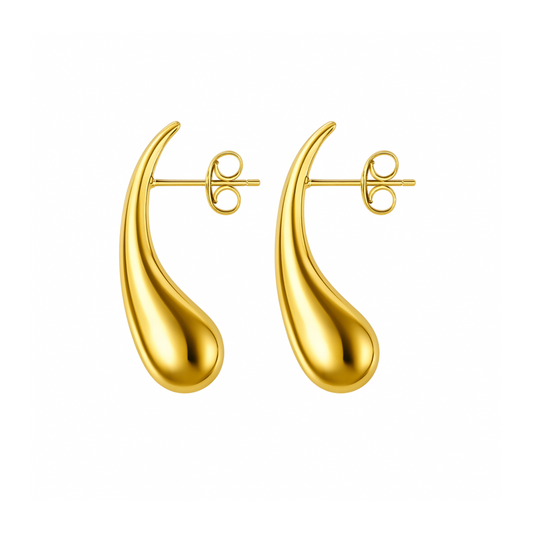 Thin tear drop studs - Gold