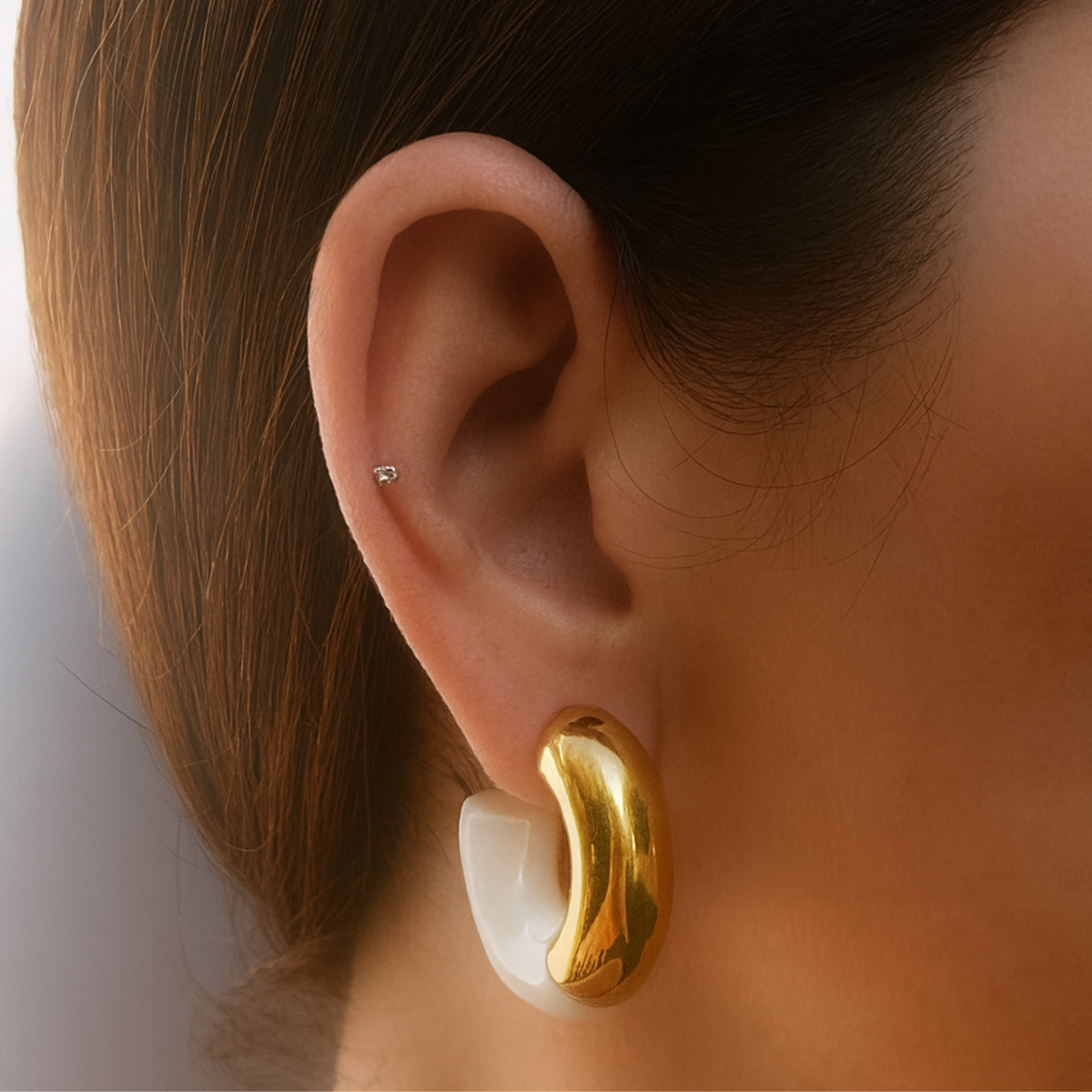 Oversized black dipped hoops - Gold