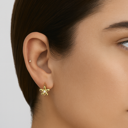 10mm flower hoops - Gold