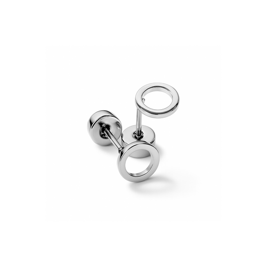 Hollow circle studs - Silver