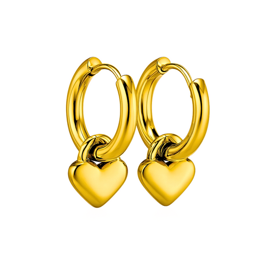 Chunky heart hoops - Gold