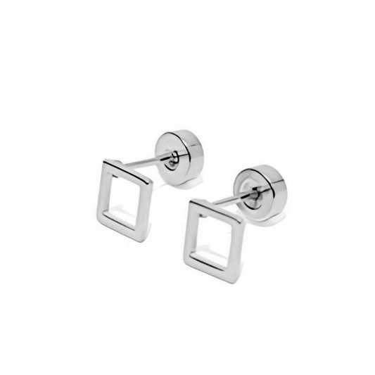 Hollow square studs - Silver