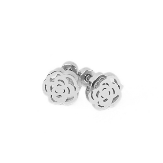 Rose studs - Silver - TheEarringCollective