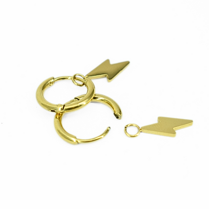 Baby lightning charm hoops - Gold - TheEarringCollective