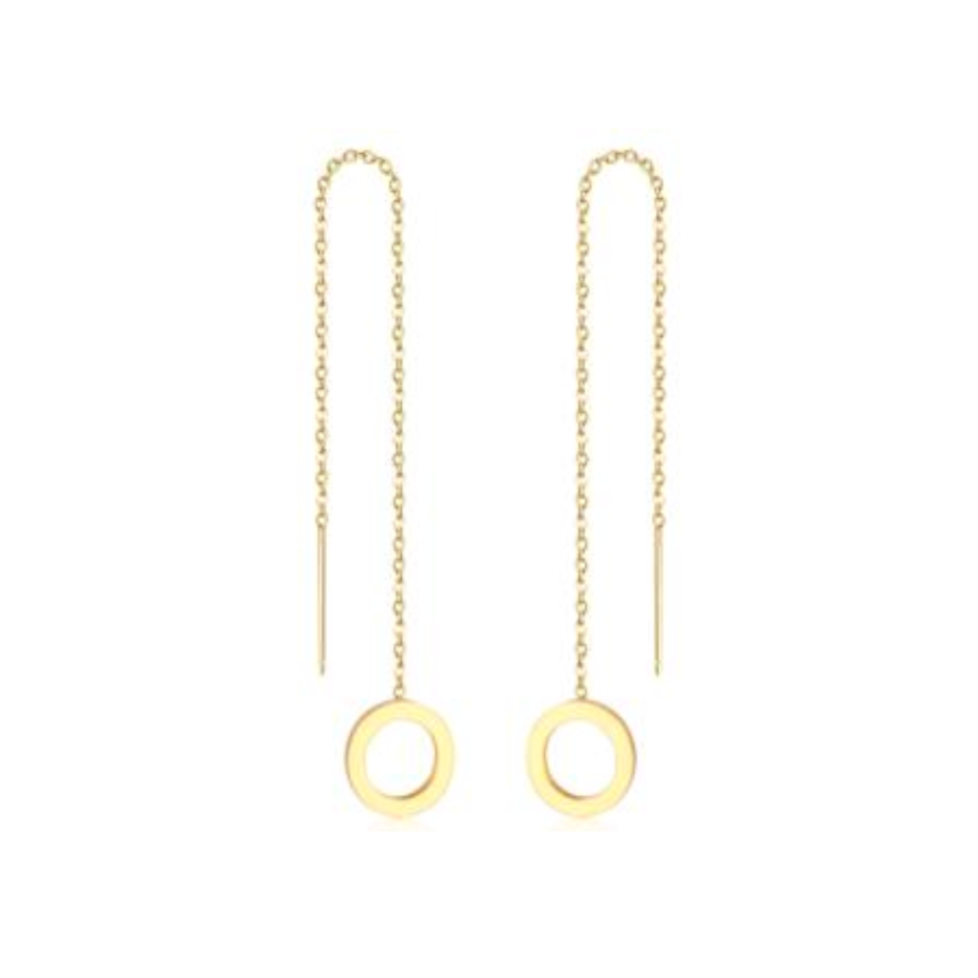 Thread through circle chained stud - Gold - TheEarringCollective