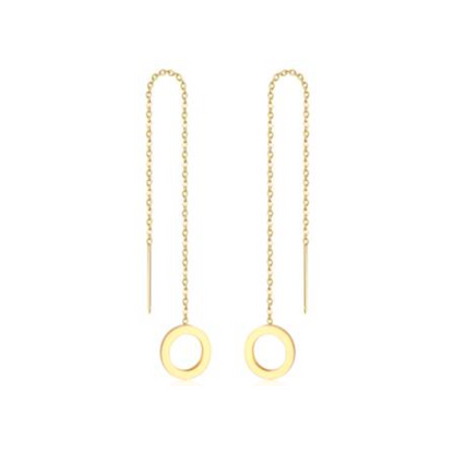 Thread through circle chained stud - Gold - TheEarringCollective