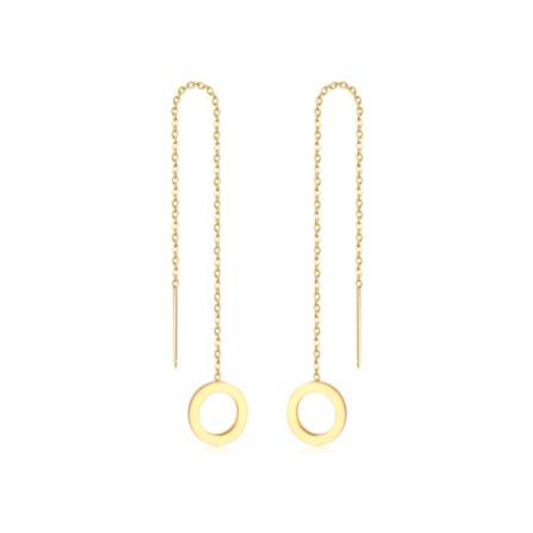 Thread through circle chained stud - Gold - TheEarringCollective