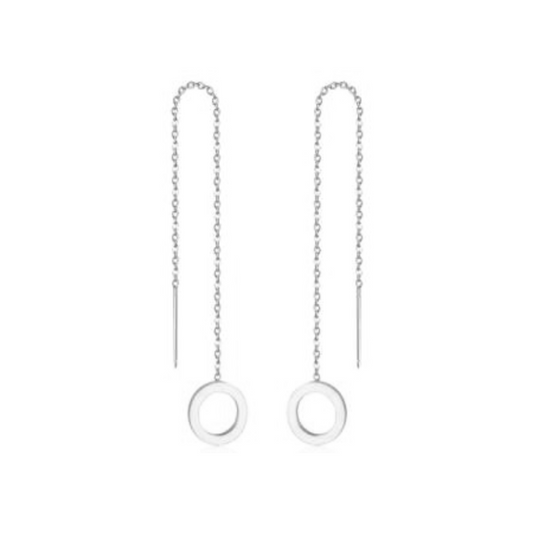 Thread through circle chained stud - Silver - TheEarringCollective