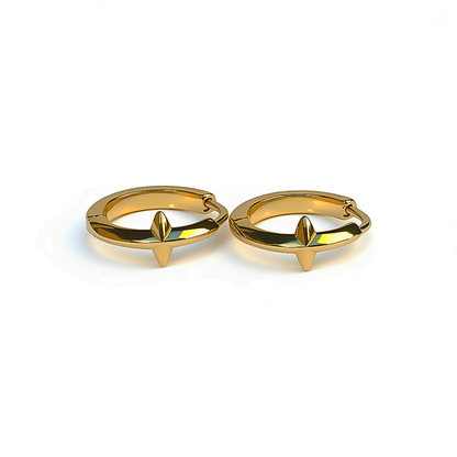 10mm single spike hoops - Gold