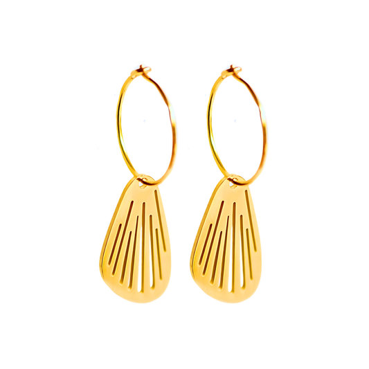 Butterfly wing charm hoops - Gold