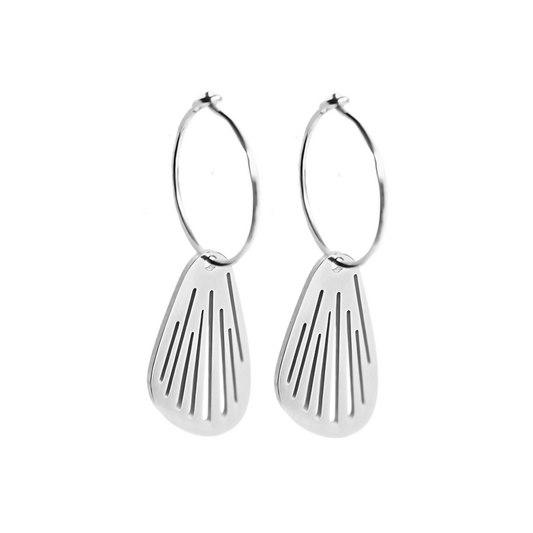 Butterfly wing charm hoops - Silver