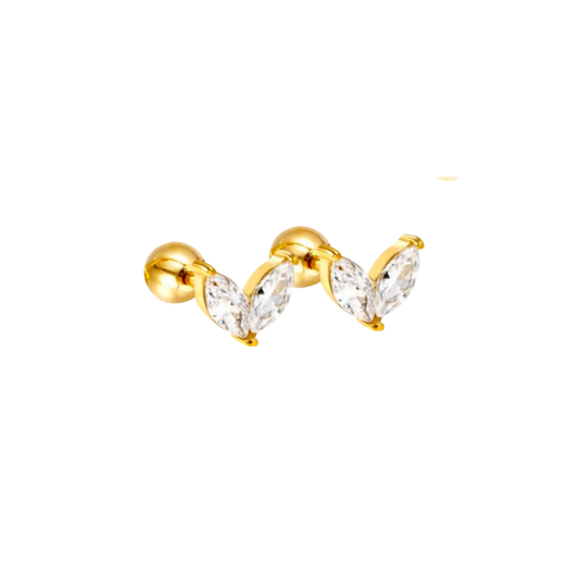 Diamond style leaf studs - Gold