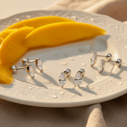 Marquise diamond style studs - Silver