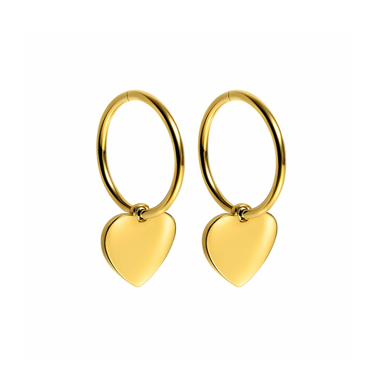 Tiffany heart charm hoops - Gold *NEW hoops
