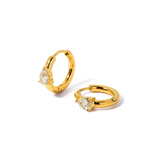 Tear drop diamond style hoops - Gold