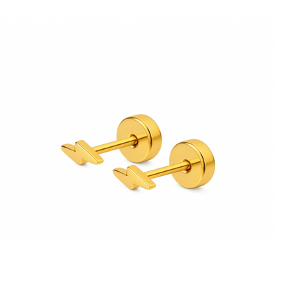 Tiny lightning  studs - Gold