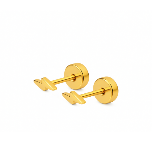 Tiny lightning  studs - Gold