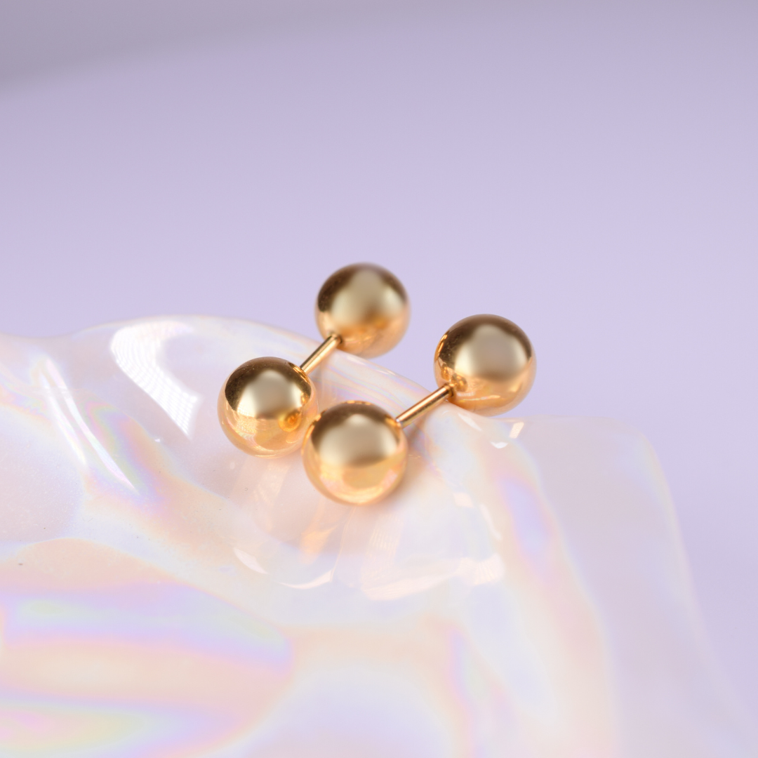 Oversized double ball studs - Gold - TheEarringCollective