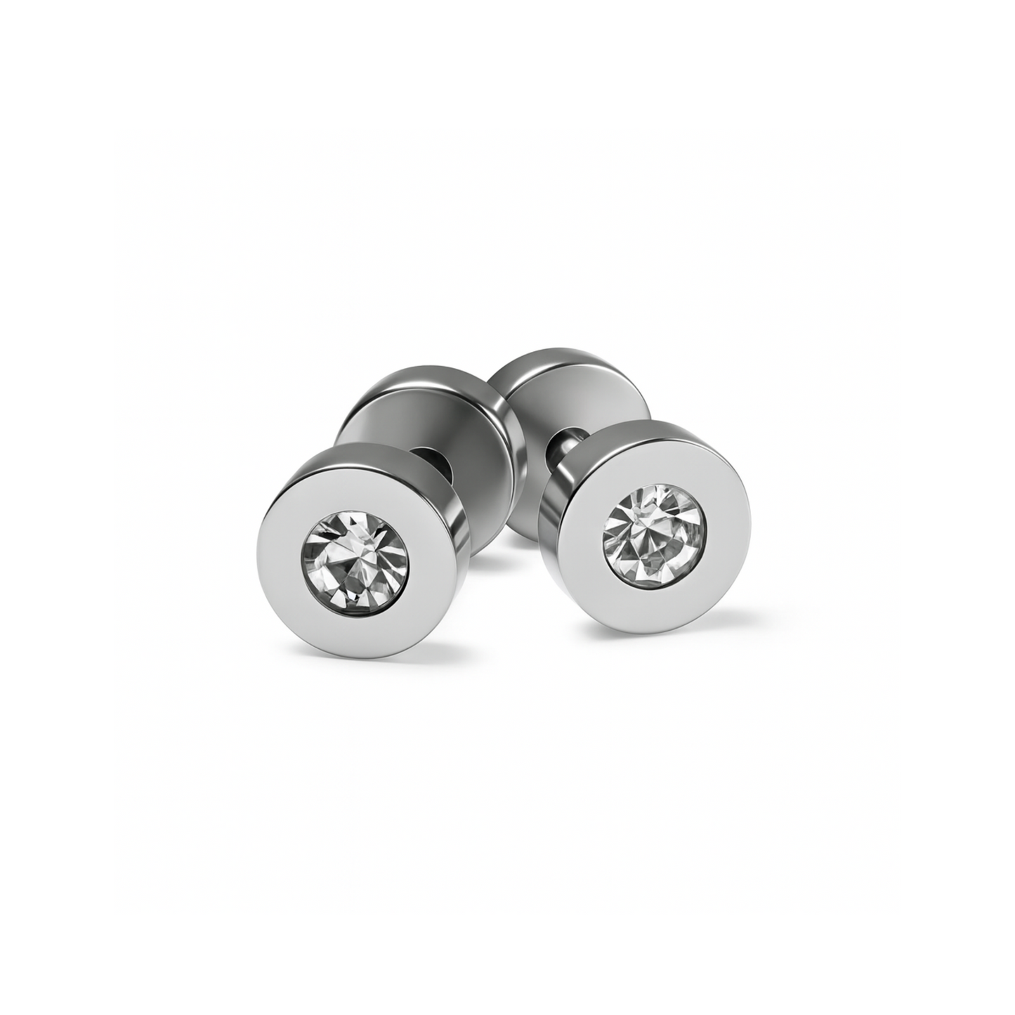 6mm framed diamond studs - Silver