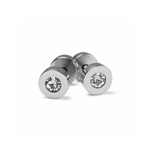 6mm framed diamond studs - Silver