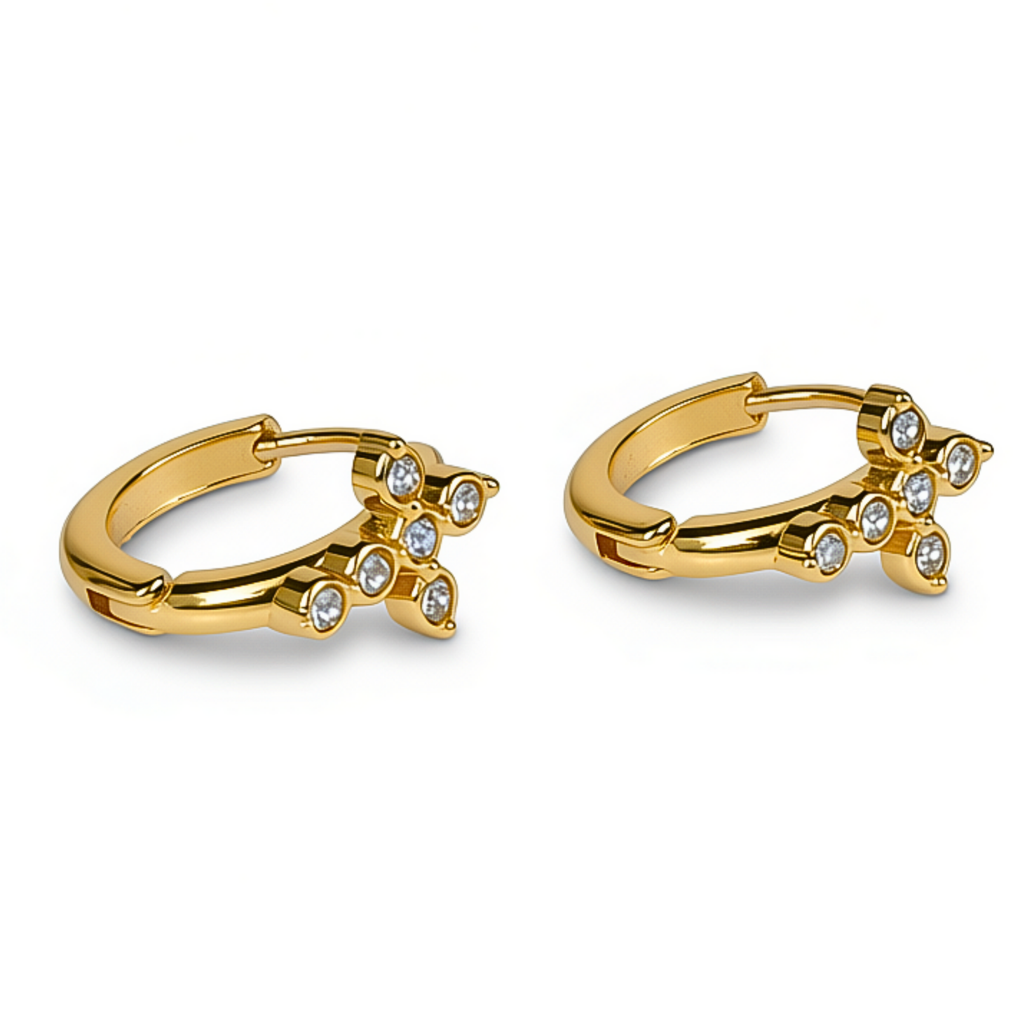 10mm sparkled cross hoops - Gold