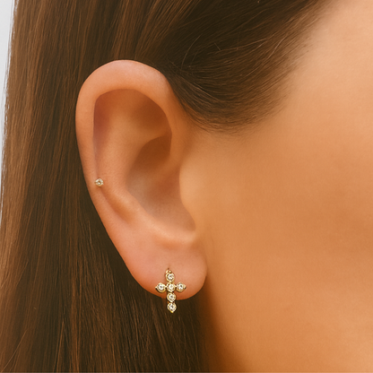 10mm sparkled cross hoops - Gold