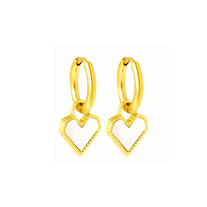 Shell heart charm hoops - Gold