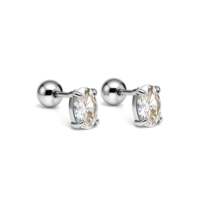 Emerald diamond style studs - Silver