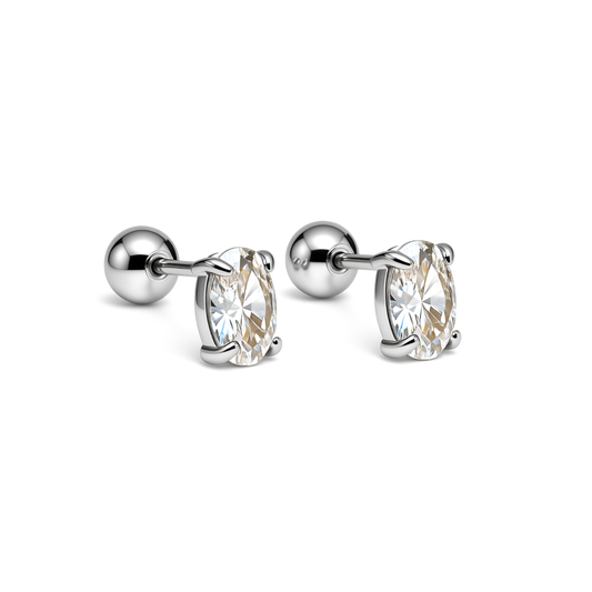Emerald diamond style studs - Silver